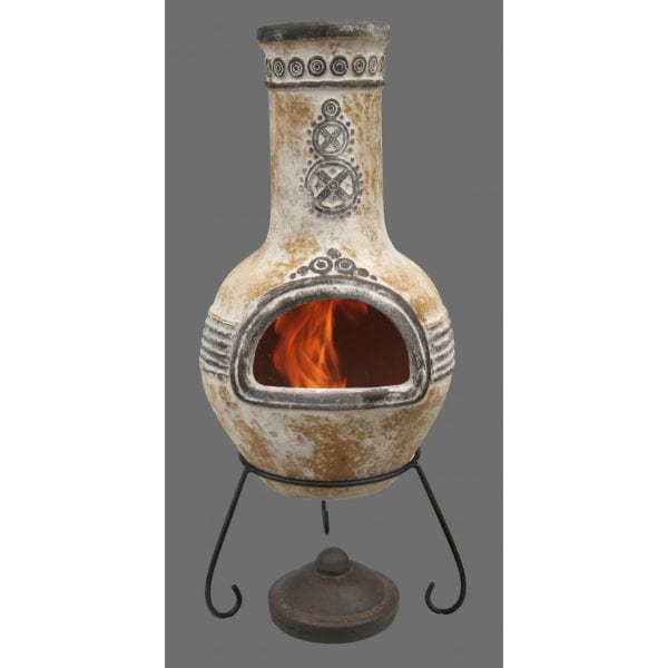 Gardeco Large Azteca Mexican Clay Chiminea In Yellow | SKU: C21AZ.01 | Barcode: 5031599031026