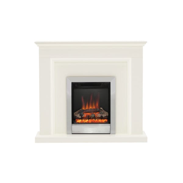 FLARE Westcroft 48" Timber Electric Fireplace With Integrated FLARE Athena 18" Inset Electric Fire In Chrome