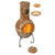 Side View On Gardeco Large Sol Mexican Chiminea In Rustic Orange With Burning Logs Inside | SKU: C21SL.37 | Barcode: 5031599045481