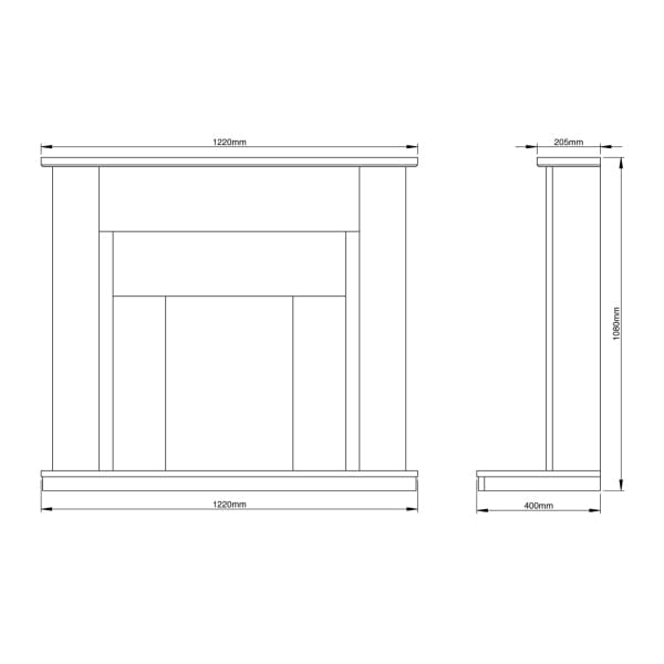 Dimensions Of FLARE Elda 48" White Micro Marble Fireplace Surround