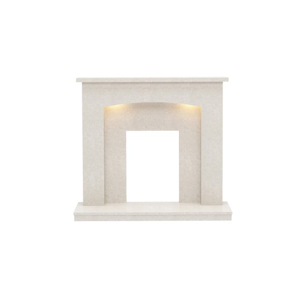 FLARE Isabelle 45" Manila Micro Marble Fireplace Surround With Undermantel Lighting