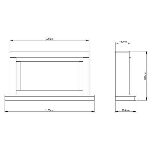 Dimensions Of FLARE 43" Elyce Wall Mounted Electric Fire