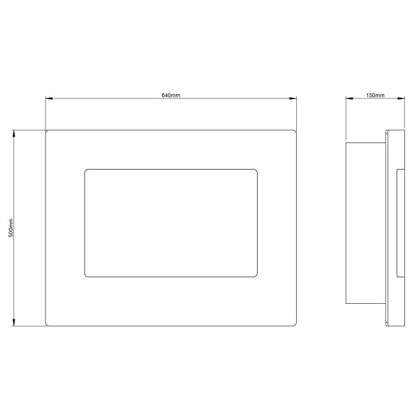 Dimensions / Drawings Of FLARE Quattro 25" Curved Wall Mounted Electric Fire