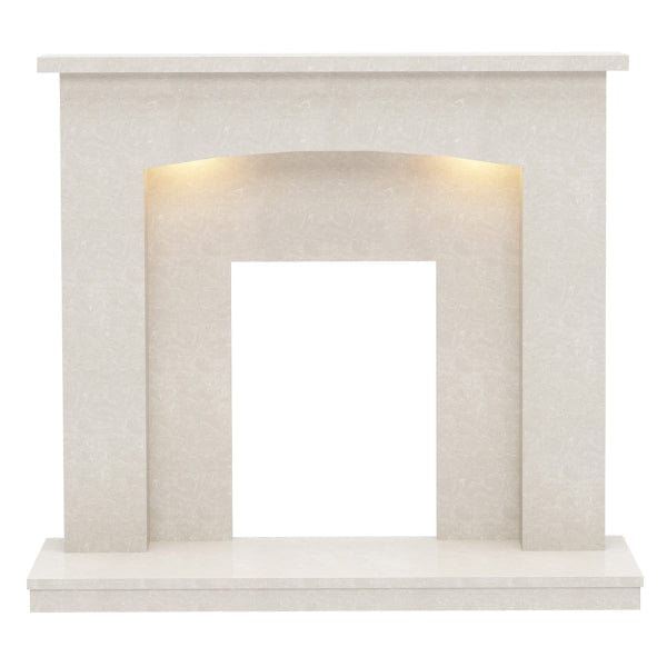 FLARE Isabelle 45" Manila Micro Marble Fireplace Surround With Undermantel Lighting