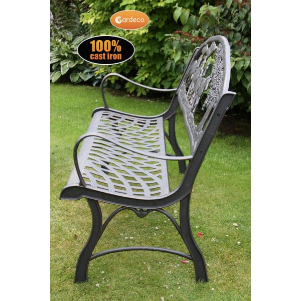 Gardeco Cast Iron Bench With Tree In A Garden Setting | SKU: BENCH-TREE | Barcode: 5031599039459