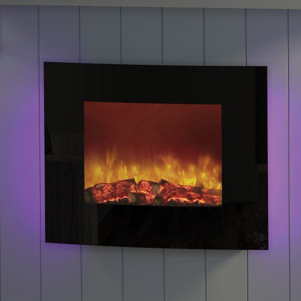 FLARE Quattro 25&quot; Curved Wall Mounted Electric Fire With Purple Back Lighting