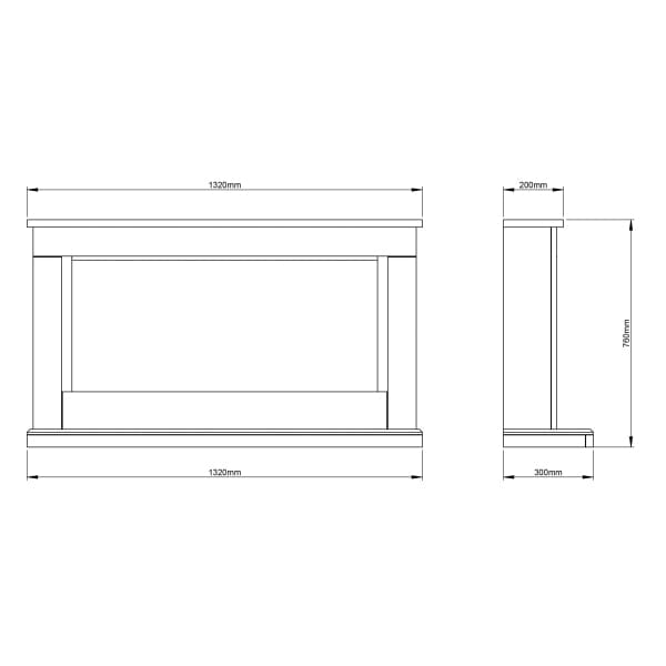 FLARE Hansford Grande 52” Electric Fireplace - Dimensions