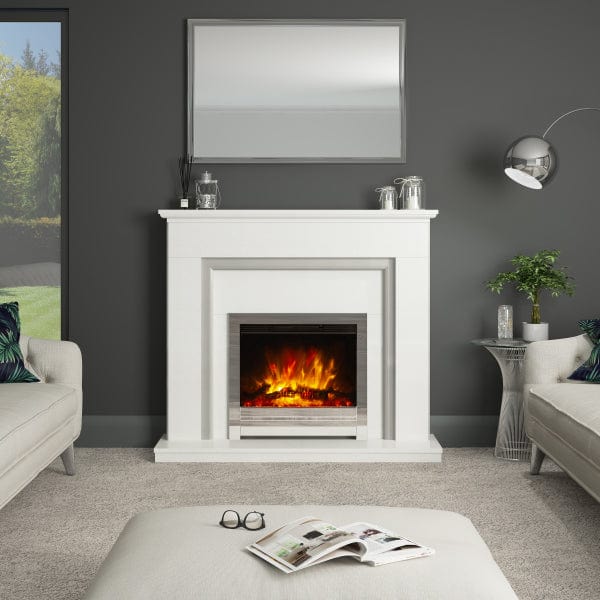 FLARE Beam Edge 22" Inset Electric Fire In Chrome Finish In A Room Setting