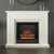 FLARE Whitham 48" Timber Electric Fireplace In Soft White Painted Finish With Integrated Widescreen Electric Fire In Black Nickel Pictured In A Room Setting