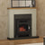 FLARE 42" Ravensdale Timber Electric Stove Suite In Stone Finish With Anthracite Back Panel & Hearth And Country Oak Top With FLARE Banbury 16" Inset Electric Stove Pictured In A Room Setting