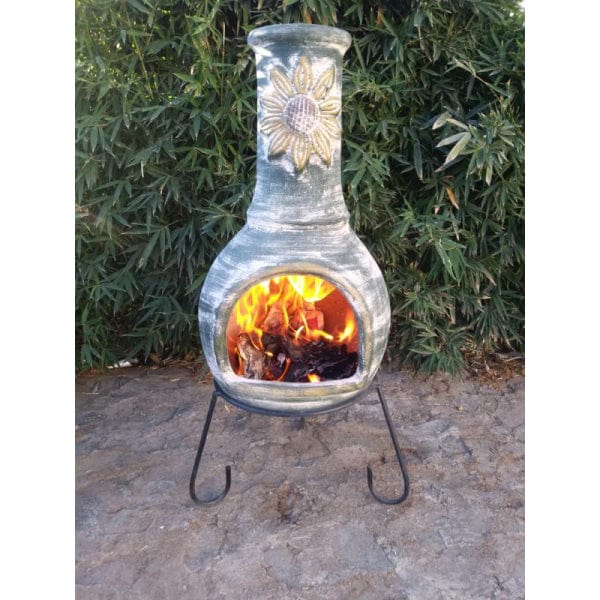 Gardeco Extra Large Girasol Mexican Chiminea In Green | SKU: C5GIR.03 | Barcode: 5031599050836