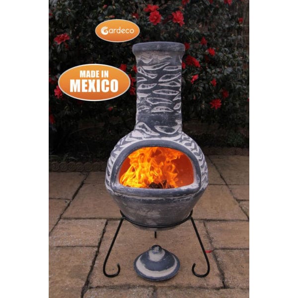 Gardeco Large Olas Mexican Chiminea In Bluey Grey | SKU: C21O.07 | Barcode: 5031599035154 