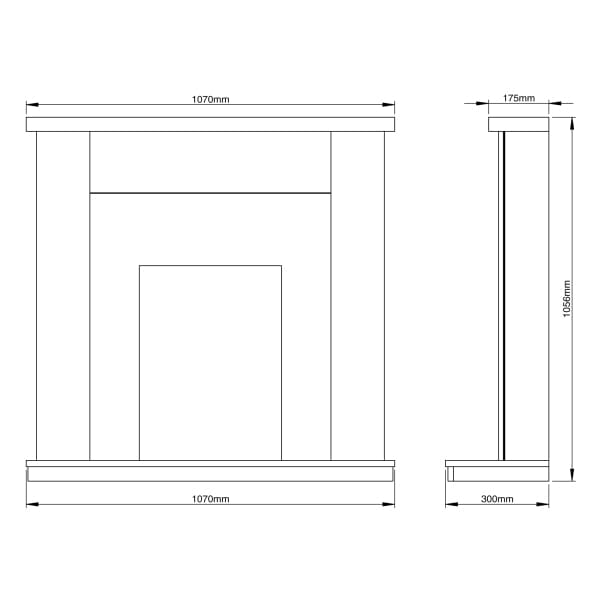 Dimensions / Drawings Of FLARE 42" Ravensdale Timber Electric Stove Suite