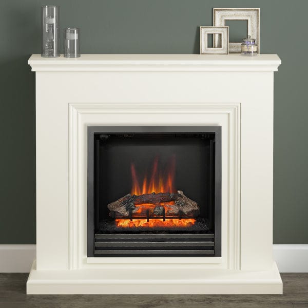 FLARE 46&quot; Stanton Electric Fireplace In Soft White Finish With Integrated Widescreen Black Nickel Fire Pictured In A Room Setting