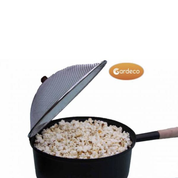 Gardeco Popcorn Pan With Long Handle With Cooked Popcorn Inside | SKU: COOK-POPCORNPAN | Barcode: 5031599045733