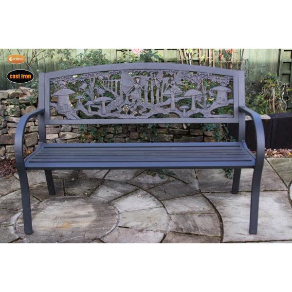 Gardeco Steel Framed Cast Iron Bench With Fairies | SKU: BENCH-FAIRIES | Barcode: 5031599046648