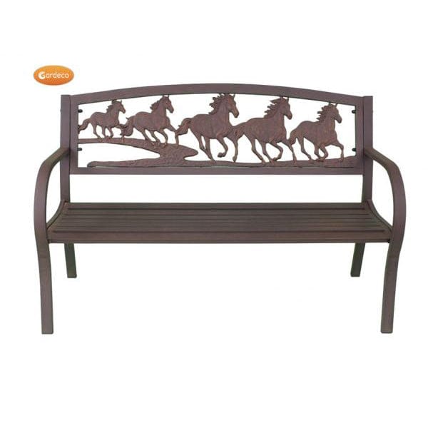 Gardeco Steel Framed Cast Iron Bench With Horses | SKU: BENCH-HORSES | Barcode: 5031599039435