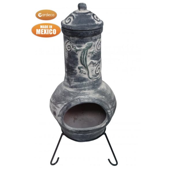 Gardeco XL Dark Grey Iguana Mexican Chiminea, Iguana On Funnel | SKU: C5IGUA.55-2 | Barcode: 5031599050669