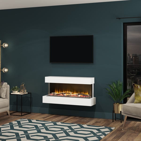 FLARE Avant 36" Wall Mounted 3 Sided Electric Fire In A Room Setting