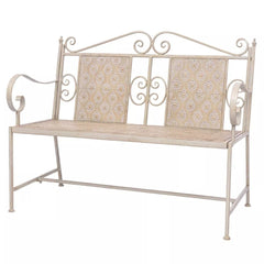 vidaXL Garden Bench 115 cm Steel Vintage White | SKU: 43148 | Barcode: 8718475507116