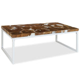 vidaXL Coffee Table Teak Resin 110x60x40 cm White And Brown | SKU: 244553 | Barcode: 8718475533405