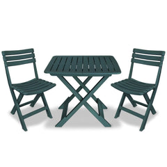 VidaXL Plastic 3 Piece Folding Bistro Set In Green Colour | SKU: 43582 | UPC: 8718475570523