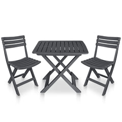 VidaXL Plastic 3 Piece Folding Bistro Set In Anthracite Colour | SKU: 48753 | UPC: 8719883859378