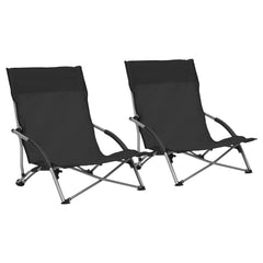 vidaXL Folding Beach Chairs 2 pcs Black Fabric | SKU: 312489 | Barcode: 8720286137000