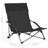 vidaXL Folding Beach Chairs 2 pcs Black Fabric | SKU: 312489 | Barcode: 8720286137000