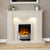 FLARE Elda 48" Manila Micro Marble Electric Fireplace With Undermantel Lights And FLARE Beam Electric Fire Pictured In A Room Setting