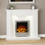 FLARE Elda 48" White Micro Marble Electric Fireplace With Undermantel Lights And FLARE Beam Electric Fire Pictured In A Room Setting