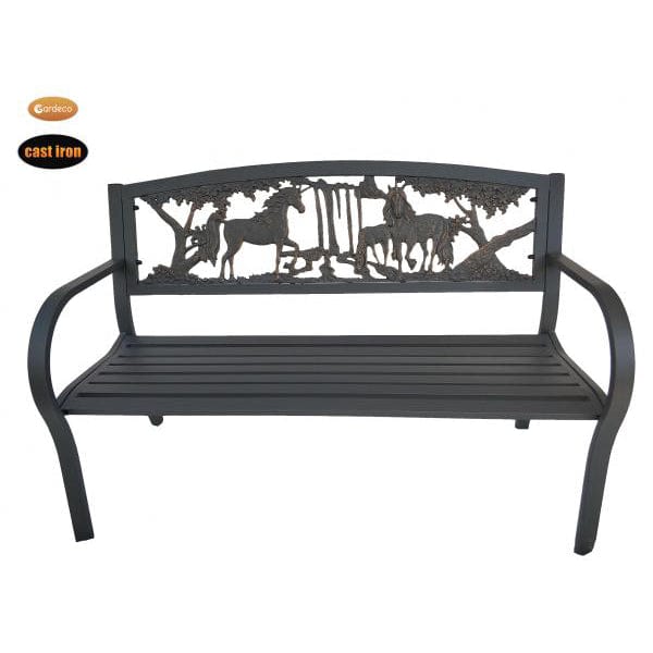 Gardeco Cast Iron Bench With Unicorns | SKU: BENCH-UNI | Barcode: 5031599050492