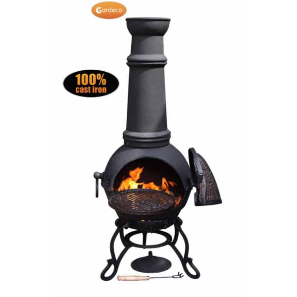 Gardeco Toledo XL Cast Iron Chimenea In Black