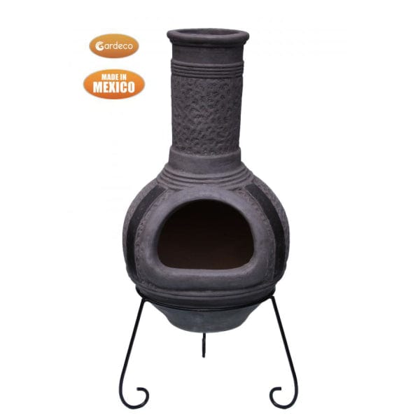 Front View On Gardeco Linea XL Mexican Chimenea In Grey | SKU: C6L.46 | Barcode: 5031599047362