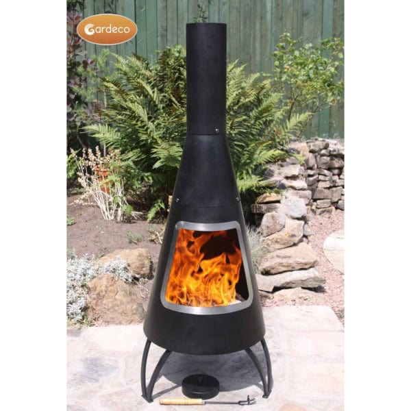 Gardeco Cono Large Conical Shaped Steel Chimenea With Stainless Steel Mouth Rim | SKU: CONO-125-SS | Barcode: 5031599034911