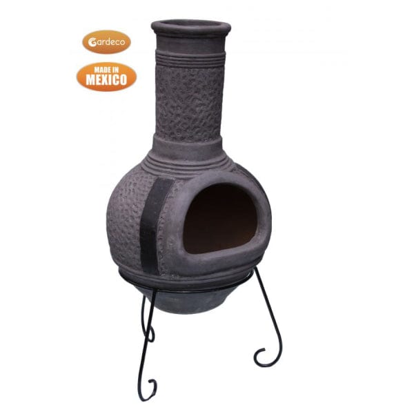 Side View On Gardeco Linea XL Mexican Chimenea In Grey | SKU: C6L.46 | Barcode: 5031599047362