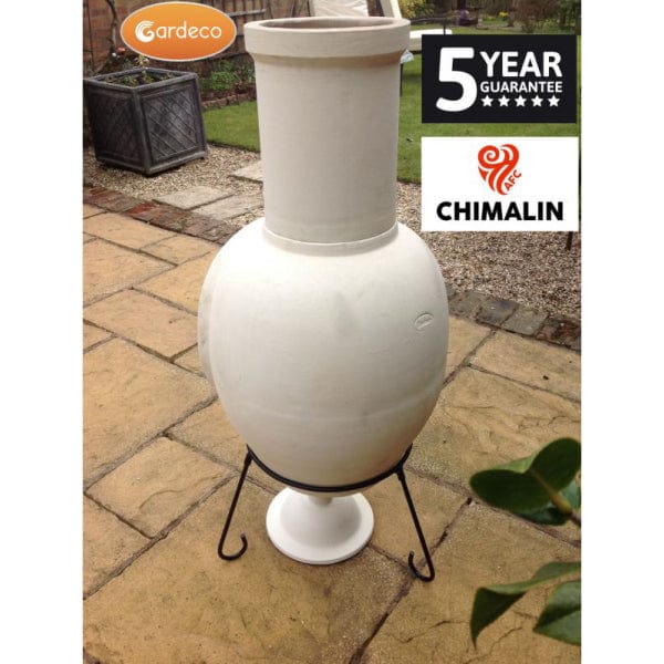 Back View Of Gardeco Asteria Extra Large Chimalin AFC Chiminea In Natural Clay | SKU: AFC-C51.00 | Barcode: 5031599044514