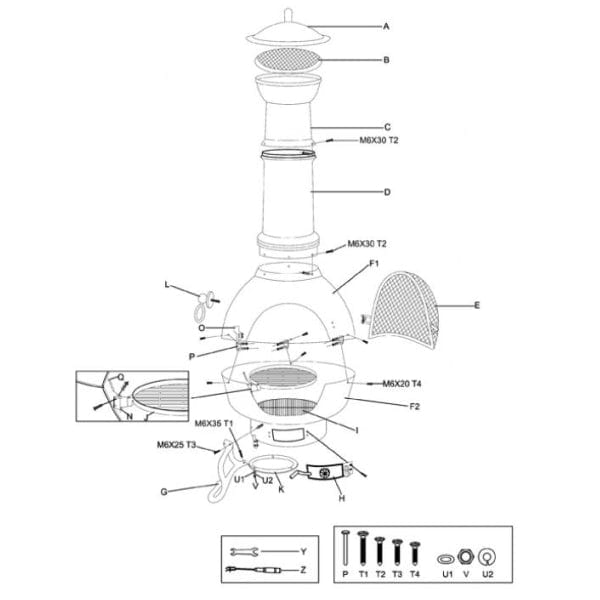 Gardeco Toledo XL Cast Iron Chimenea In Black Assembly Instructions