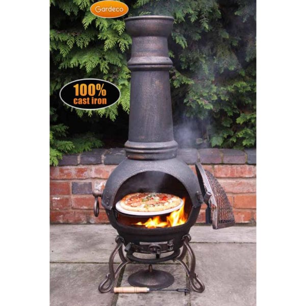 Gardeco Toledo Extra Large Cast Iron Chimenea In Bronze