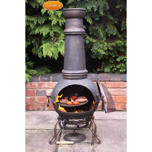 Gardeco Toledo Extra Large Cast Iron Chimenea In Bronze