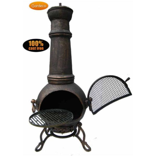 Gardeco Toledo Extra Large Cast Iron Chimenea In Bronze