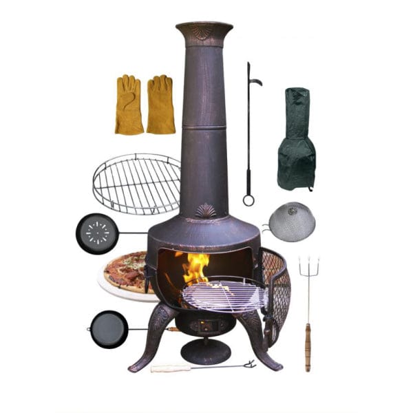 Gardeco Bronze Tia Chiminea Bundle | SKU: STEELCHI-7-BUNDLE-BR | Barcode: 5031599037578