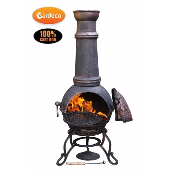 Gardeco Toledo Extra Large Cast Iron Chimenea In Bronze