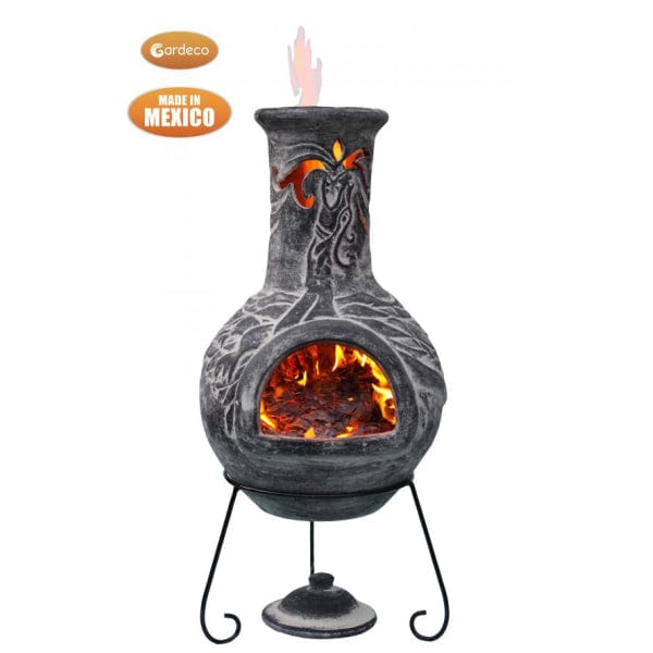 Gardeco Wyre EL Dragon Grey Chiminea With Cut-Outs To See Flames With Burning Fuel Inside | SKU: WYRE.55 | Barcode: 5031599048567 