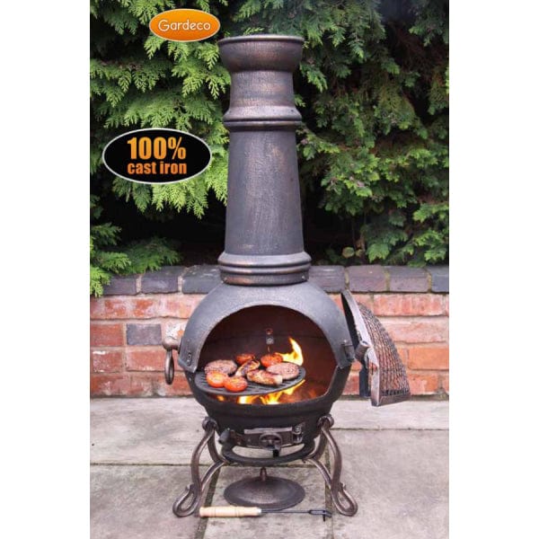 Gardeco Toledo Extra Large Cast Iron Chimenea In Bronze