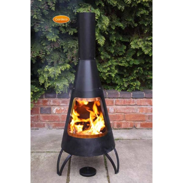 Gardeco Black Cono Steel Chimenea With Copper Coloured Mouth Rim | SKU: CONO-125-COP | Barcode: 5031599034973