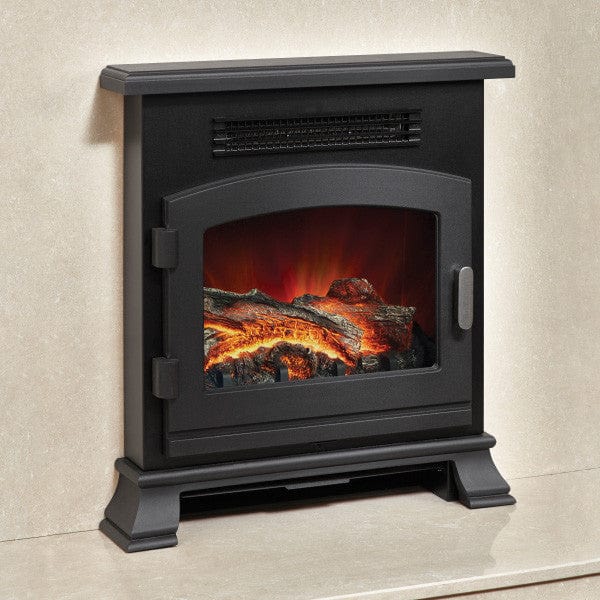 Close View On FLARE Banbury 16" Inset Electric Stove In Matt Black Finish