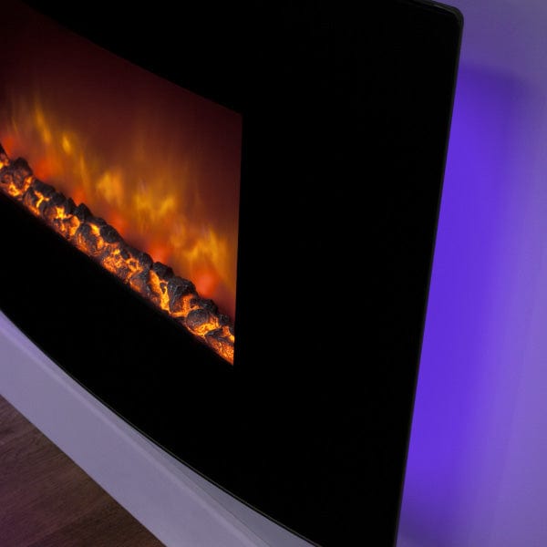 Purple Back Light Of FLARE 38" Amari Wall Mounted Electric Fire