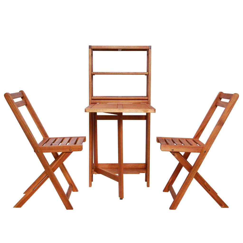 VidaXL Solid Acacia Wood 3 Piece Folding Bistro Set N2 | SKU: 44013 | UPC: 8718475609391