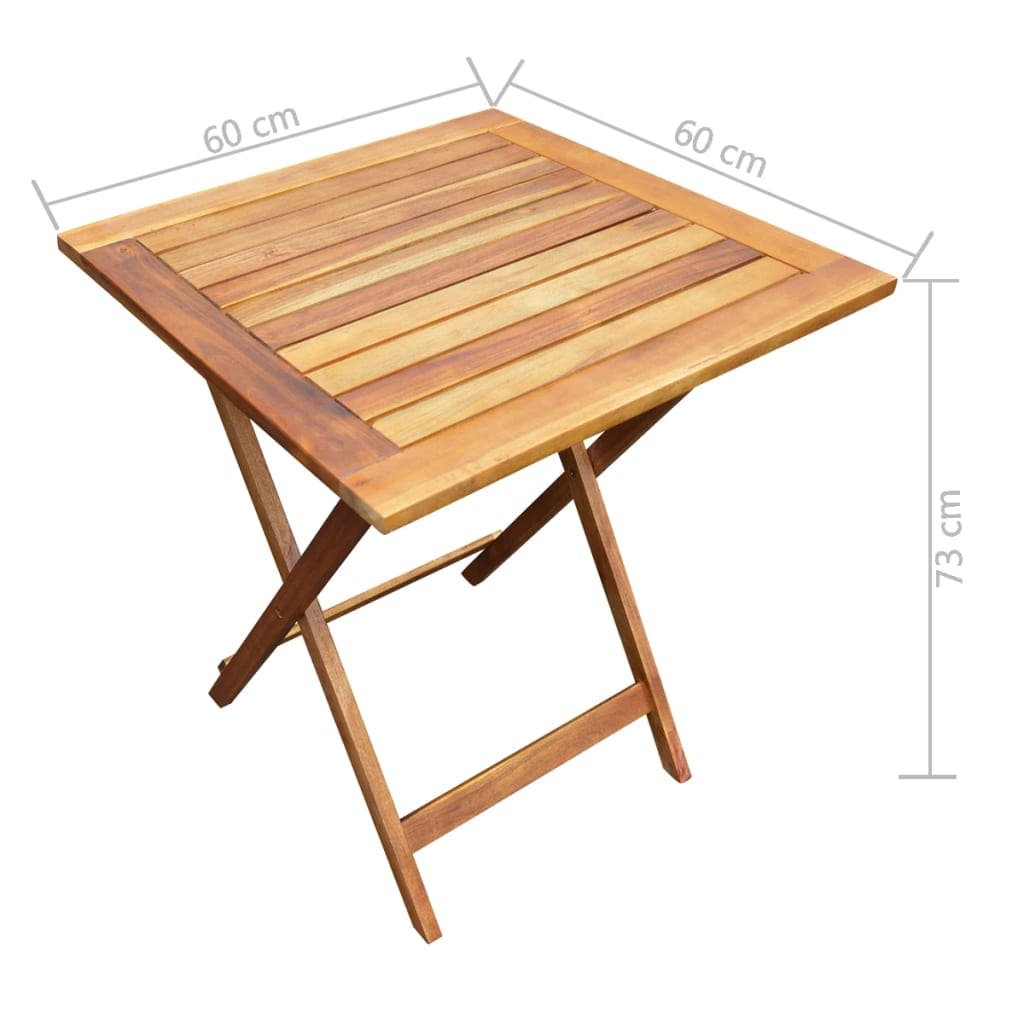 Dimensions Of A Table From VidaXL Solid Acacia Wood 3 Piece Folding Bistro Set N3 | SKU: 44015 | UPC: 8718475609414